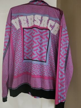 Versace Pink & Lavender Logo Graphic Track Jacket